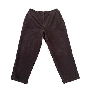LL Bean Women's Corduroy Pants Dark Brown Relaxed Fit Size 18 Petite